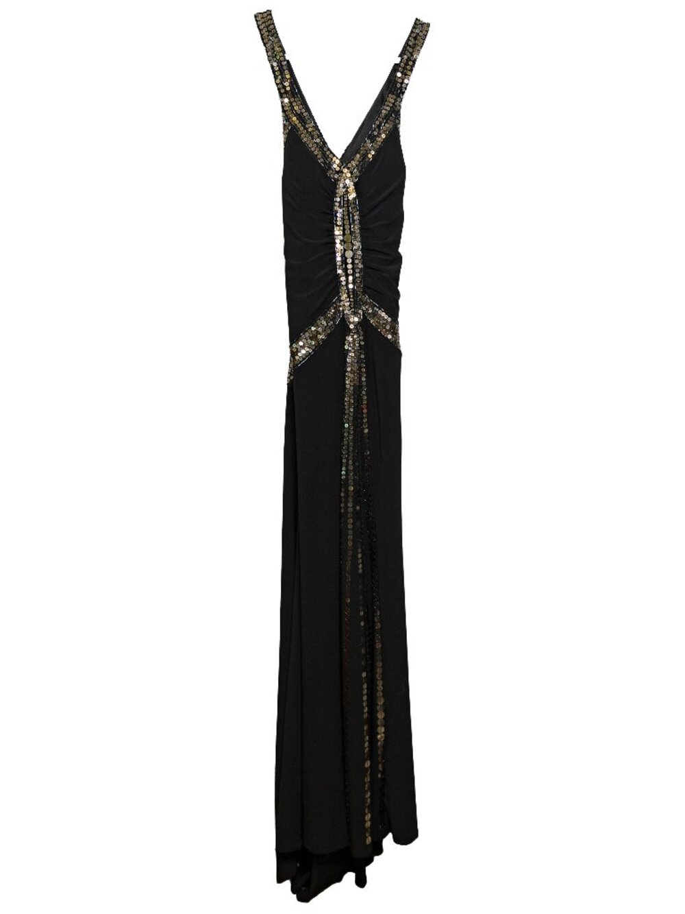 Vintage Sue Wong Nocture Black and Gold Hi-lo Maxi Dress Gown - Size 8 - READ